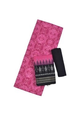 Pink Colour Pasapali Design Sambalpuri Handloom Cotton Dress Materials