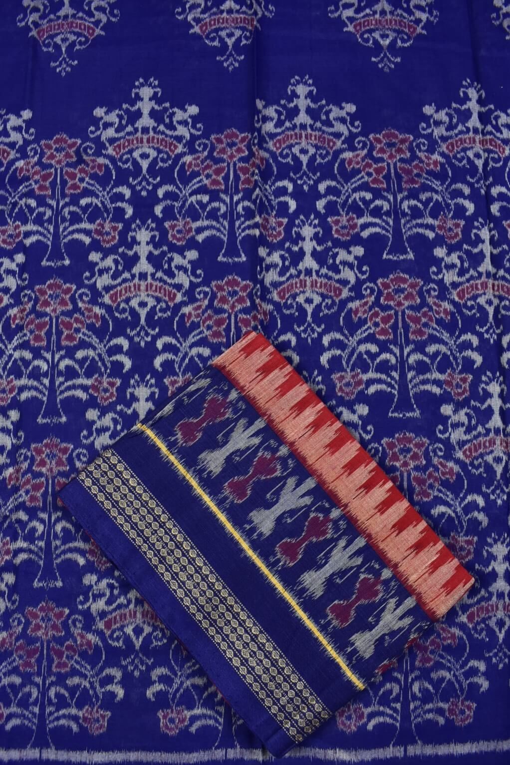 Blue Colour Pasapali Design Sambalpuri Handloom Cotton Dress Materials - Image 3