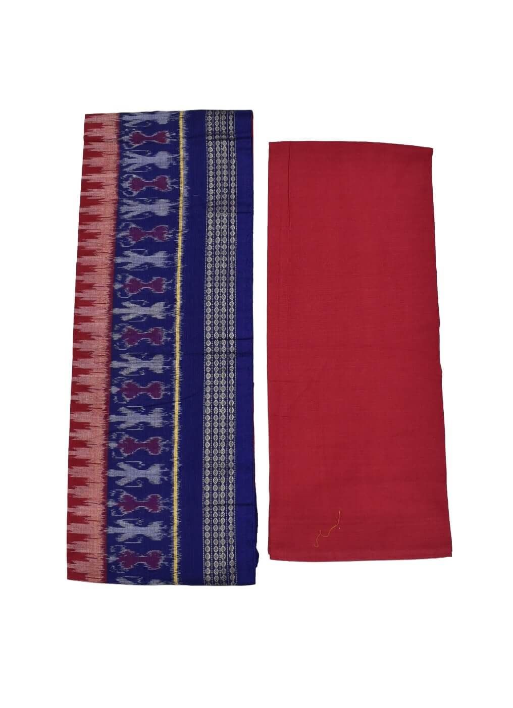 Blue Colour Pasapali Design Sambalpuri Handloom Cotton Dress Materials - Image 2