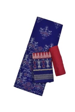 Blue Colour Pasapali Design Sambalpuri Handloom Cotton Dress Materials