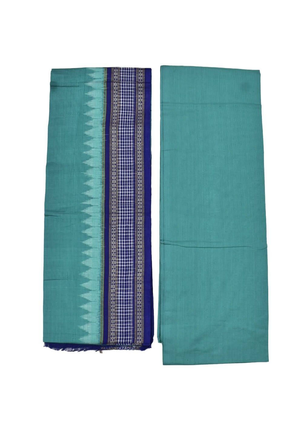Blue Colour Pasapali Design Sambalpuri Handloom Cotton Dress Materials - Image 2