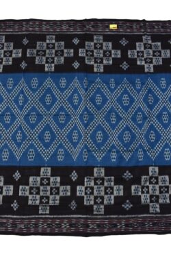 Black-Teal Colour Sambalpuri Handloom Mania Bandha Cotton Saree