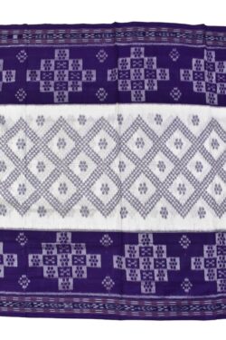 White - Violet Colour Sambalpuri Handloom Mania Bandha Cotton Saree