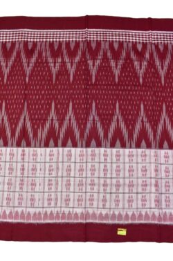 Maroon - White  Colour Sambalpuri Handloom Mania Bandha Cotton Saree