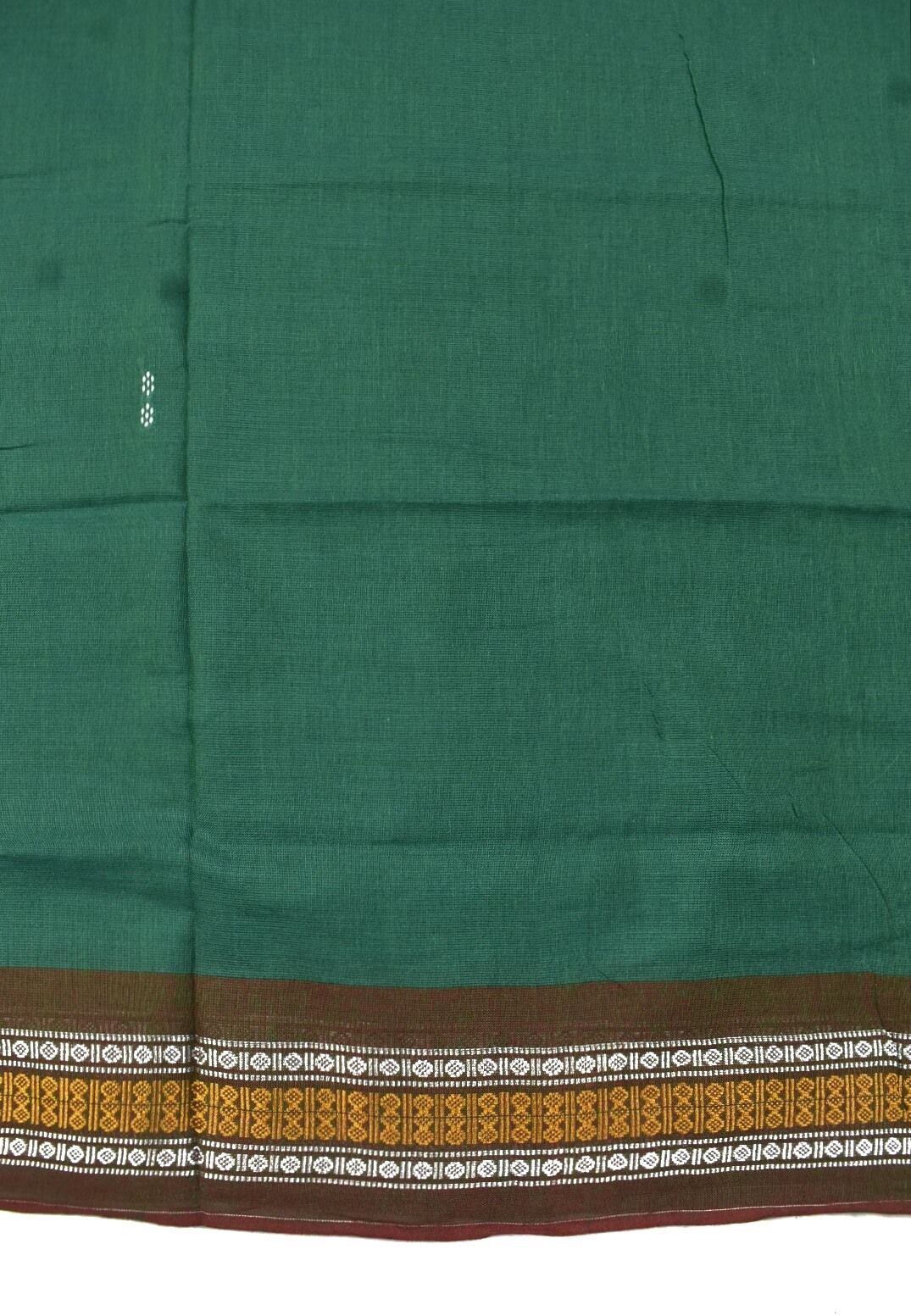 Green Colour Sambalpuri Handloom Cotton Saree - Image 4