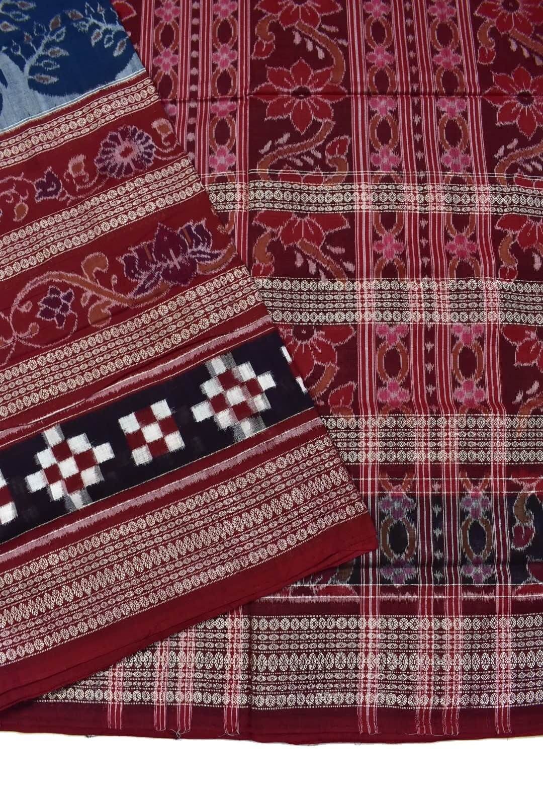 Sumati Colour Pasapali Border Sambalpuri Handloom Cotton Saree - Image 3