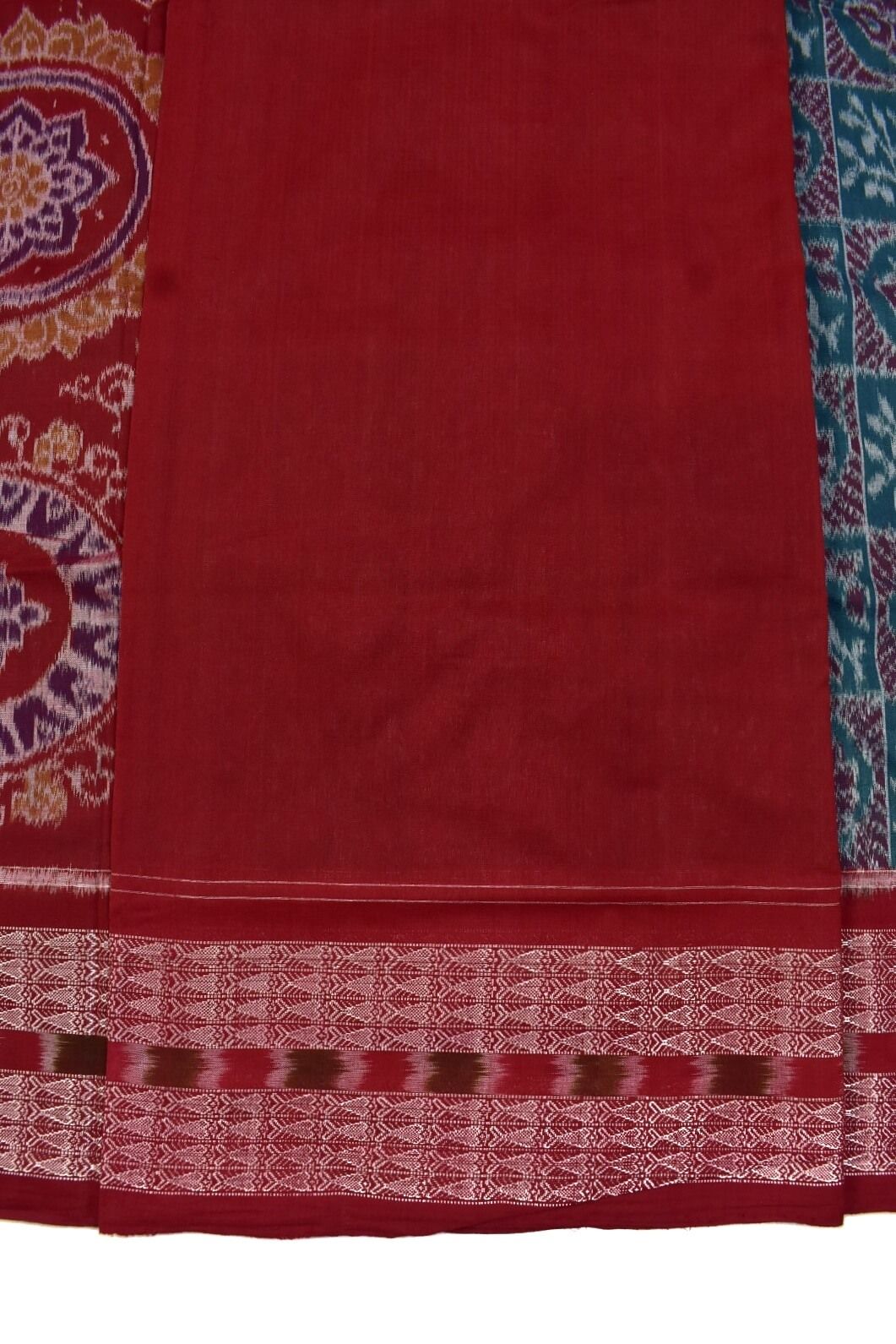 Green Colour Sambalpuri Handloom Cotton Saree - Image 5