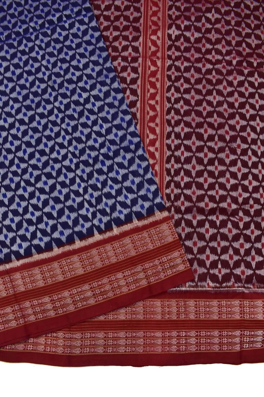 Blue Colour Sambalpuri Handloom Cotton Saree - Image 3