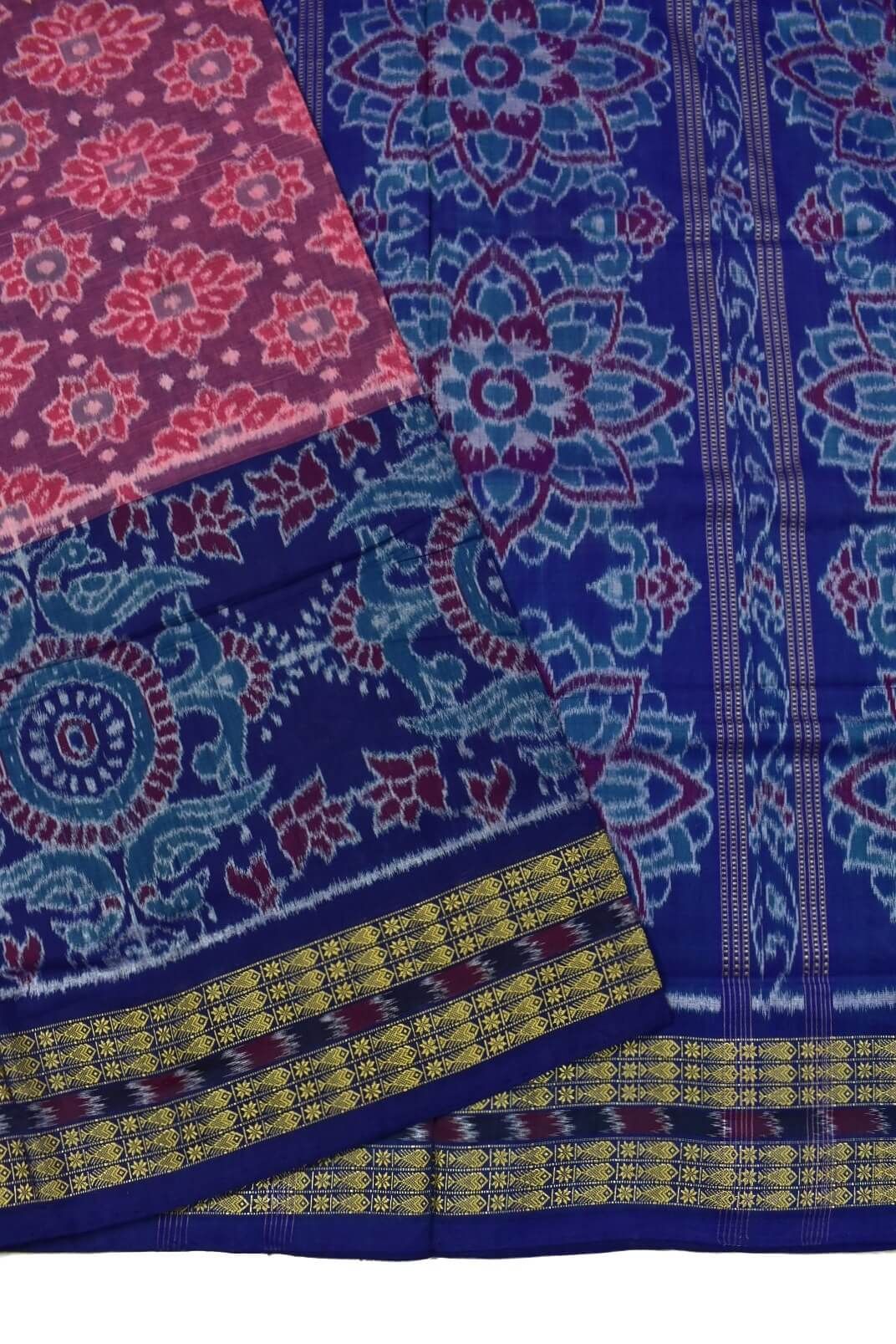 Pink Colour Sambalpuri Handloom Cotton Saree - Image 3