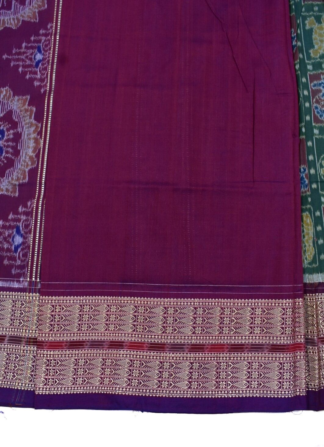 Green Colour Sambalpuri Handloom Cotton Saree - Image 5
