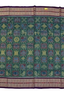 Green Colour Sambalpuri Handloom  Cotton Saree