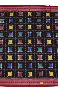 Black Colour Pasapali Design Sambalpuri Handloom Cotton Saree
