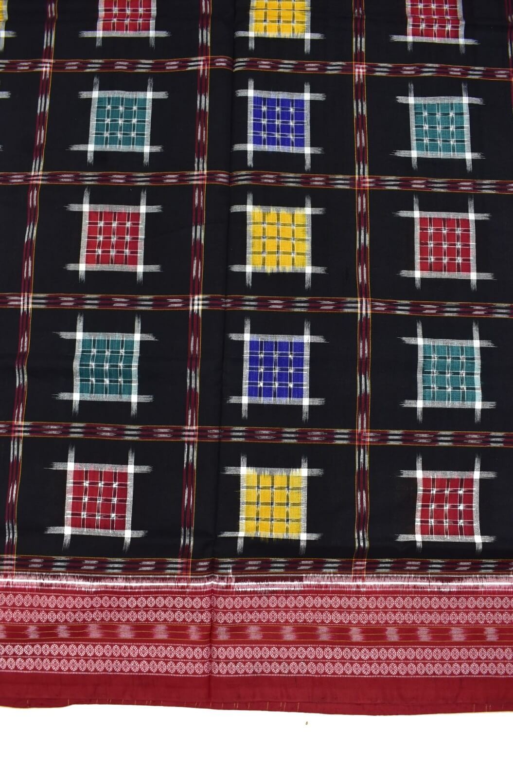 Black Colour Pasapali Design Sambalpuri Handloom Cotton Saree - Image 4