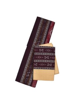 Coffe Colour Sambalpuri Handloom Cotton Bomkai Dress Material