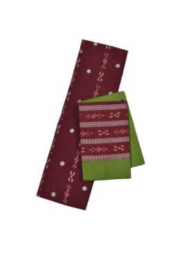 Maroon Colour Sambalpuri Handloom Cotton Bomkai Dress Material