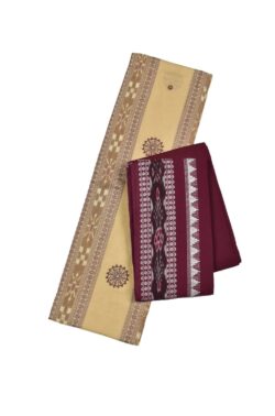 Cream  Colour Sambalpuri Handloom Cotton Bomkai Dress Material