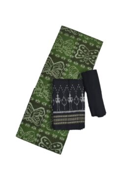 Mahendi Colour Butterfly Design Sambalpuri Handloom Cotton Dress Materials