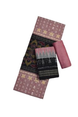 Black Colour Pasapali Design Sambalpuri Handloom Cotton Dress Materials