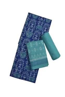 Blue Colour Pasapali Design Sambalpuri Handloom Cotton Dress Materials