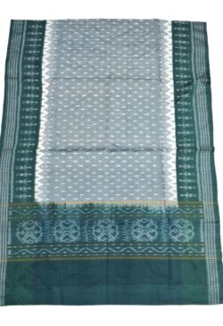 Biscuit-Green Combination Sambalpuri Handloom Cotton Dupatta