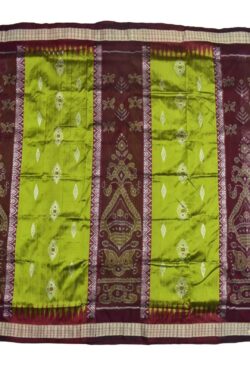 Green-Maroon Colour Sambalpuri Handloom Bandha Silk Saree