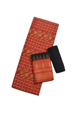 Orange Colour Sambalpuri Handloom Cotton Dress Materials