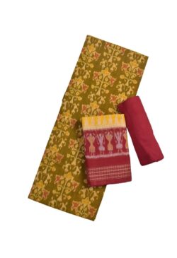 Yellow Colour Sambalpuri Handloom Cotton Dress Materials