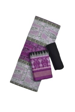 Purple Colour Fish Border Design Sambalpuri Handloom Cotton Dress Materials