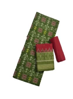 Mahendi Colour Sambalpuri Handloom Cotton Dress Material