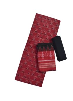 Red Colour Sambalpuri Handloom Cotton Dress Material