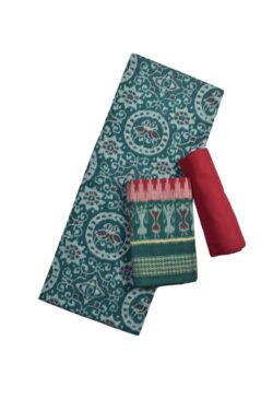 Green Colour Sambalpuri Handloom Cotton Dress Material