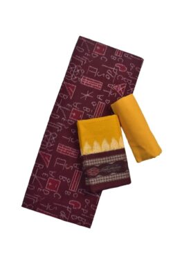 Maroon Colour Mathematics Design Sambalpuri Handloom Cotton Dress Material
