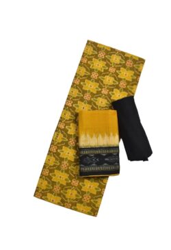 Yellow Colour Sambalpuri Handloom Cotton Dress Material