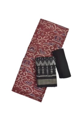 Brown Colour Sambalpuri Handloom Cotton Dress Material