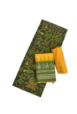 Green Colour Sambalpuri Handloom Cotton Dress Material