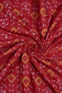 Red Colour Tribal Design Sambalpuri Handloom Cotton Fabrics