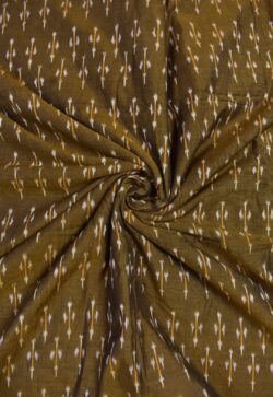 Golden Colour Ikkat Design Pochampally Handloom Cotton Fabric