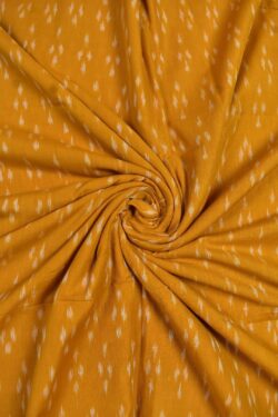 Yellow Colour Ikkat Design Pochampally Handloom Cotton Fabric