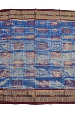 Blue Colour Sambalpuri Handloom Cotton Tissue Saree