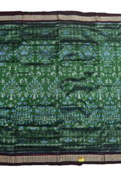 Bottle Green Colour Tribal Design Sambalpuri Handloom Bandha Silk Saree