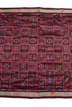 Red-Maroon Nabakothi Design Sambalpuri Handloom Bandha Silk Saree