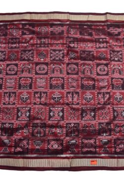 Maroon Colour Nabakothi Design Sambalpuri Handloom Bandha Silk Saree