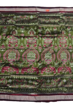 Mahendi Colour Sambalpuri Handloom Bandha Silk Saree