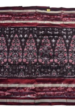 Coffe Colour Double Border Sambalpuri Handloom Bandha Silk Saree