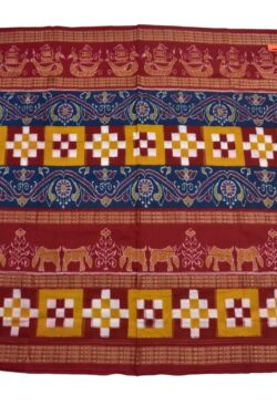 Blue-Red Colour Pasapali Border Sambalpuri Handloom Cotton Saree