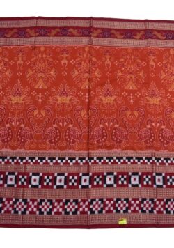 Orange Colour Pasapali Border Sambalpuri Handloom Cotton Saree
