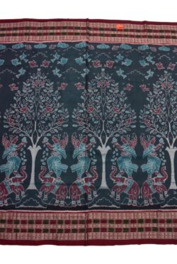 Blue Colour Border Sambalpuri Handloom Cotton Saree