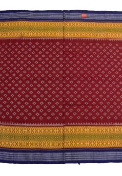Red-Yellow Plane Colour Border Sambalpuri Handloom Cotton Saree