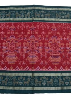 Red-Blue Plane Colour Border Sambalpuri Handloom Cotton Saree