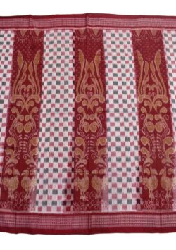 White-Red Plane Colour Border Sambalpuri Handloom Cotton Saree